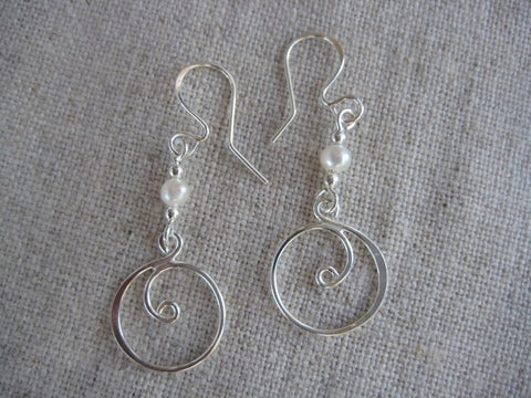 Circle with Swirl Drop Earrings